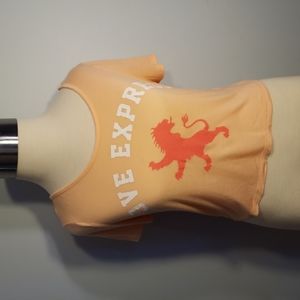 EXPRESS Peach crop TOP S lion LOVE EXPRESS short sleeve low back